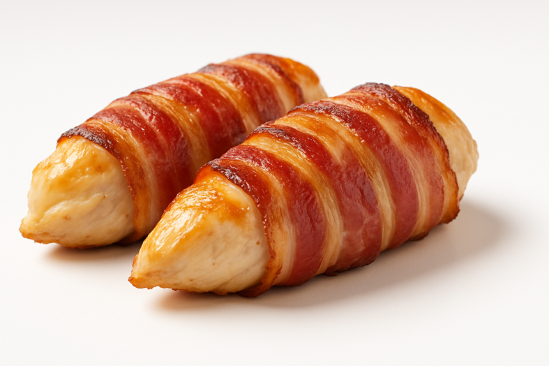 Boczek polski dojrzewający - plasterkowany 85g Boczek_z_kurczakiem_-_poledwiczka_lub_piers_owinieta_boczkiem