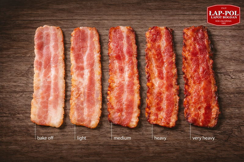 Boczek crispy Łap-Pol w kostce i słupkach – stopnie wysmażenia bake off, light, medium, very heavy
