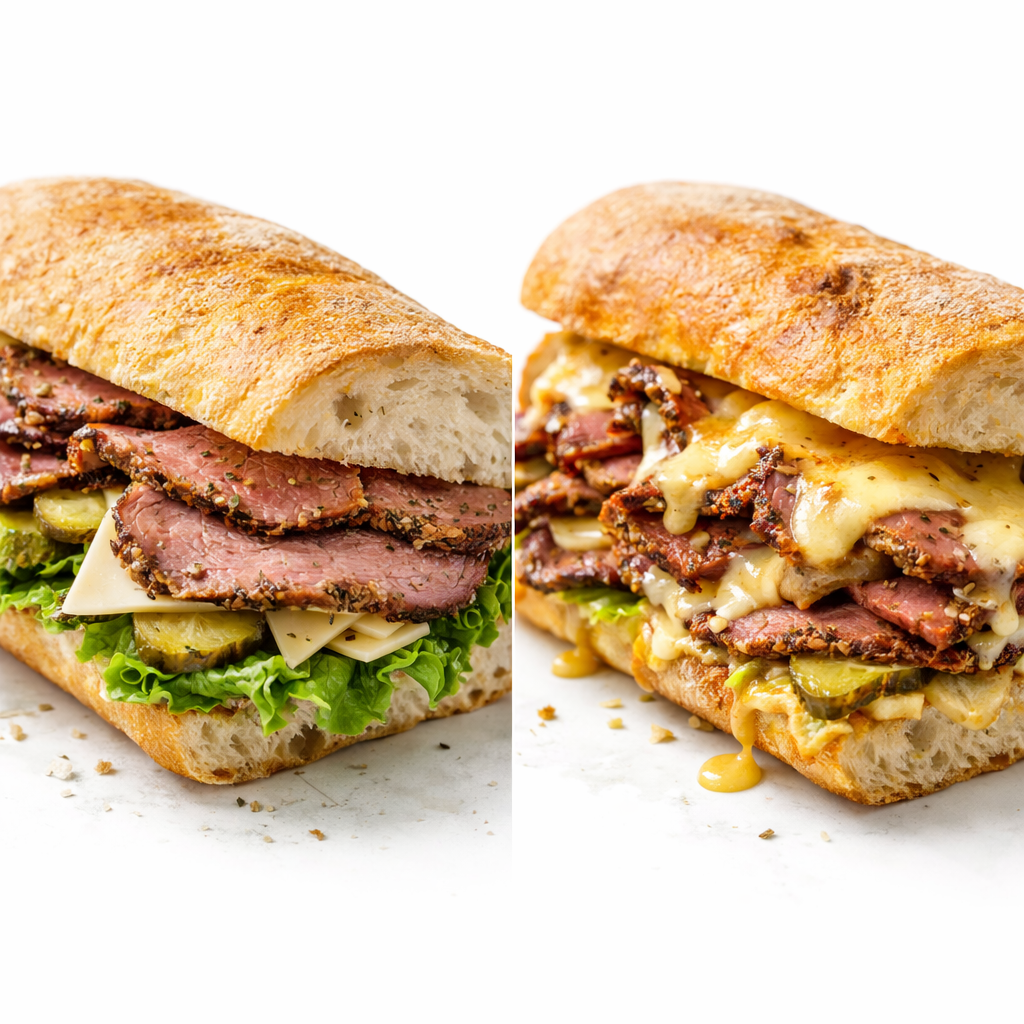 kanapka z wołowiną w ziołach w plastrach na zimno i na ciepło