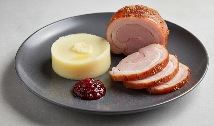 Golonka z puree ziemniaczano-chrzanowym i żurawiną