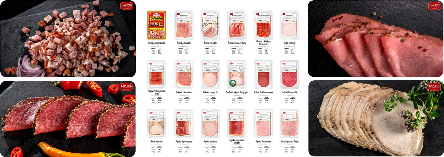 Wędliny plasterkowane kolaż