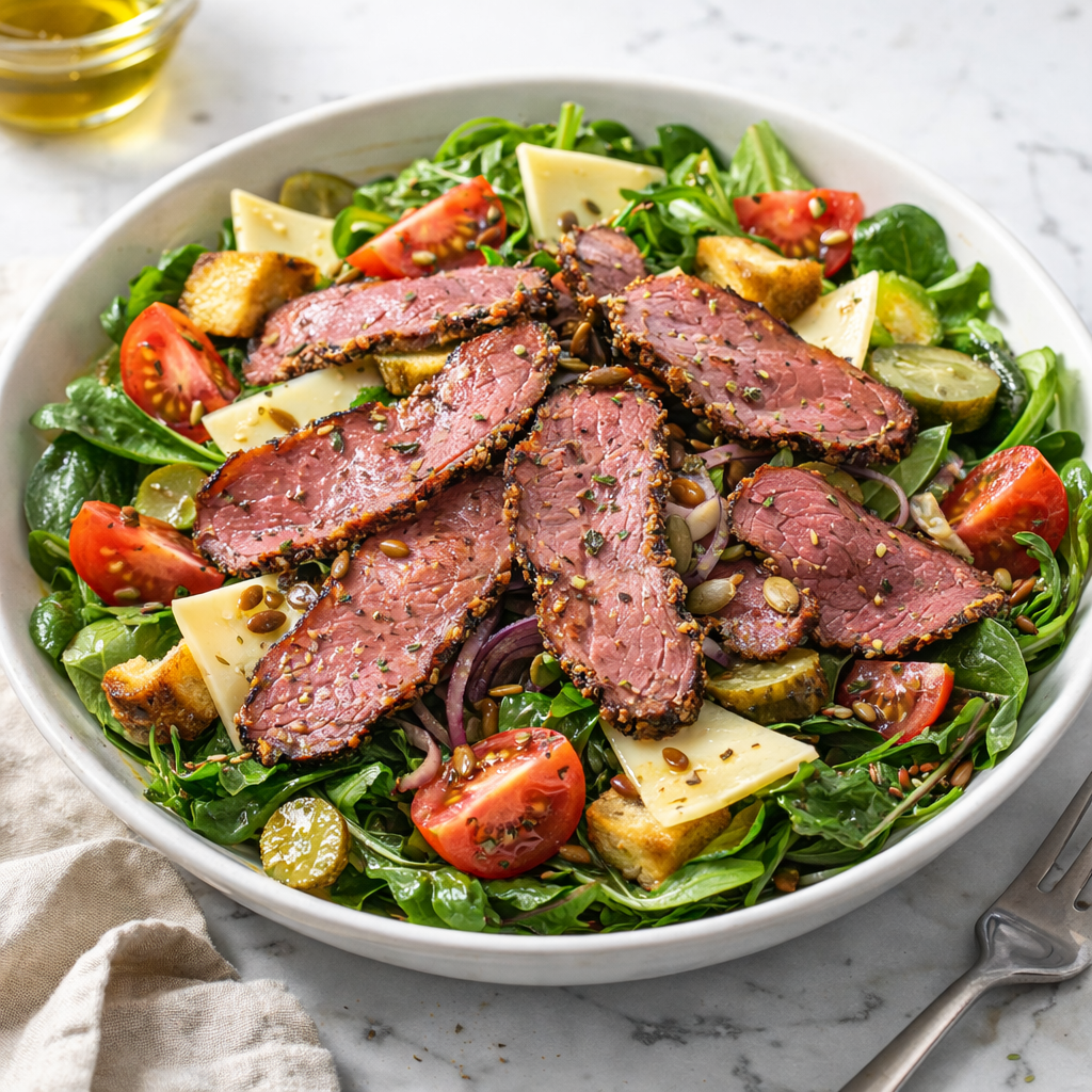 Sałatka z wołowiną w ziołach – lekka kuchnia o wyrazistym charakterze