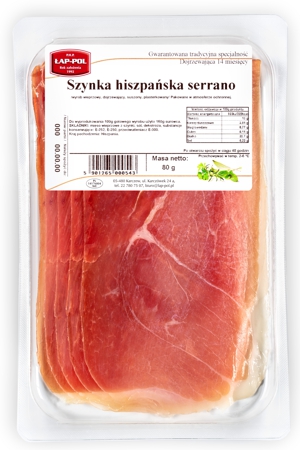 Szynka serrano plasterkowana po 80g