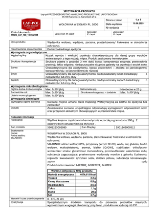 Wołowina w ziołach plaserkowana 100g